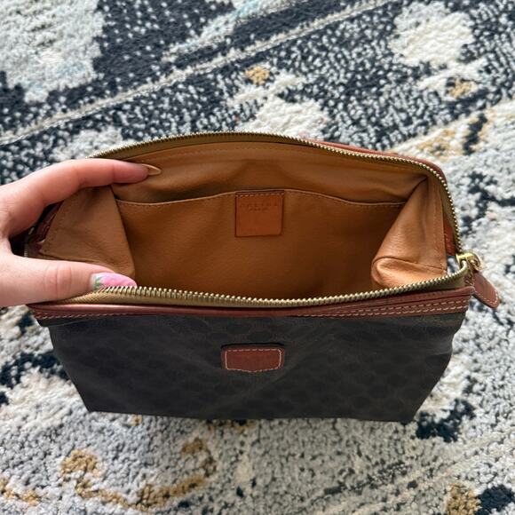 Authentic Celine Macadam Vintage Brown Leather Cosmetic Pouch - Picture 2 of 8